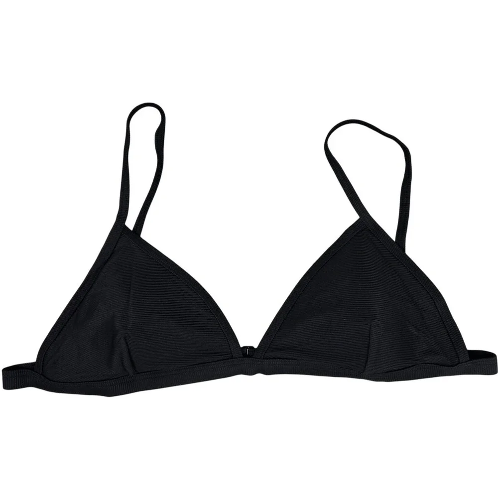 J. Crew Ribbed triangle bikini top in Black 2X‎ NWT